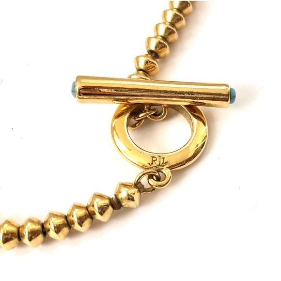 Ralph Lauren Turquoise and Gold Toned Necklace - Picture 9 of 10
